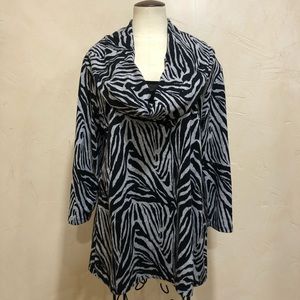 Notations zebra cowl neck sweater w built in cami